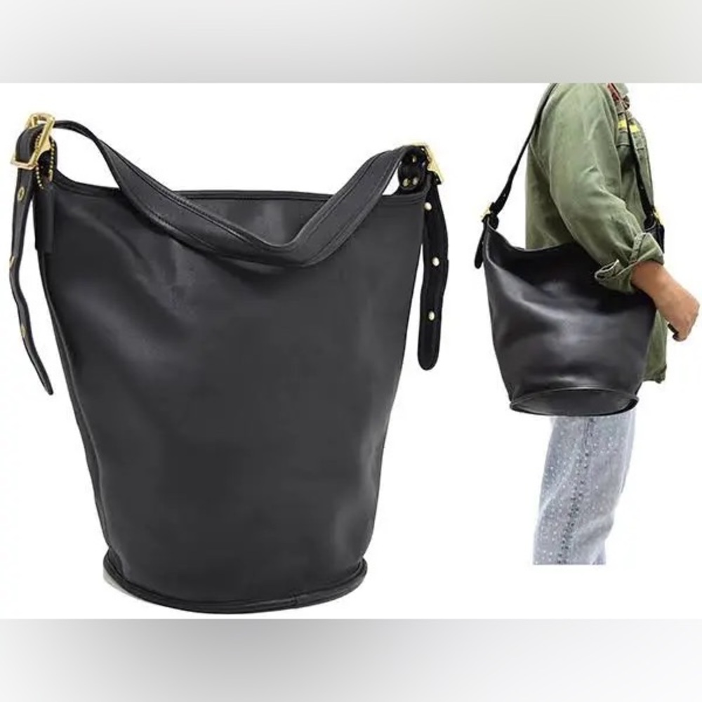 Vintage Leather Coach Bucket Bag 9085
